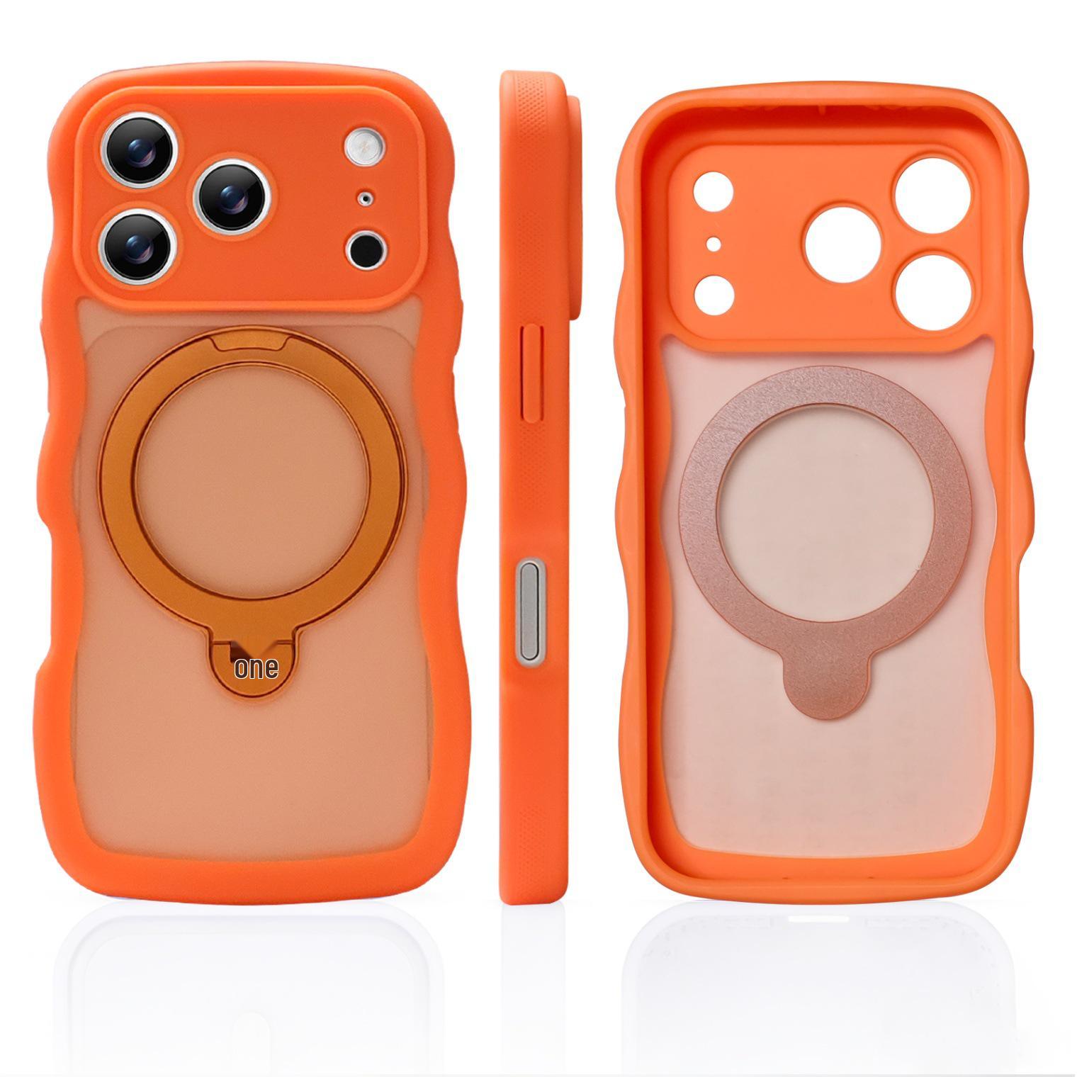 

Wave Shell Magnetic Protective Case for iPhone 17 Pro with Apple 16 Bracket and Drop-Proof Hard Cover iPhone 17 оранжевый