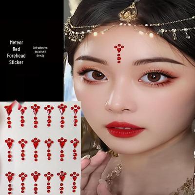 Floral Rhinestone Face and Forehead Stickers for Makeup and Performance Decoration