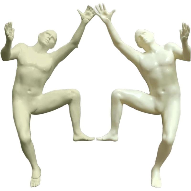 Figurka lezoucího muže, Moderní nástěnná dekorace do rohu dveří, 3D tištěná minimalistická socha, Motivační nástěnná dekorace pro domov, kancelář, obývací pokoj