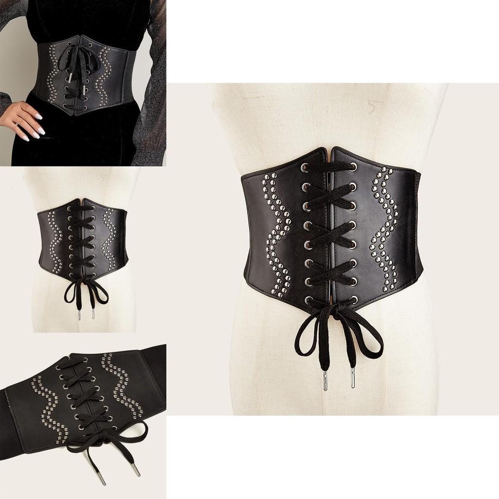 Fashionable Rivet And Strap Design Elastic Waistband For Womens Dress Accessories