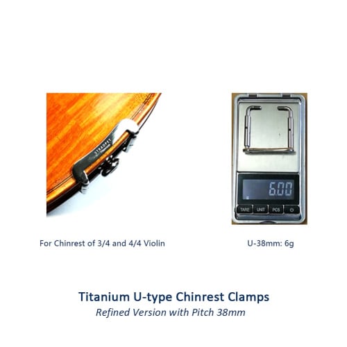 STRADPET Titanium U-type Chinrest Clamps for Violin, 38mm U-type