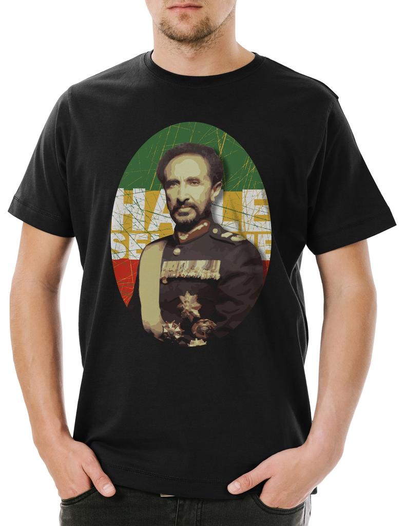Reggae King Haile Selassie D Herren T-Shirt Mens Womens Tees Top Rasta Rastafari Jah Irie Zion Reggae