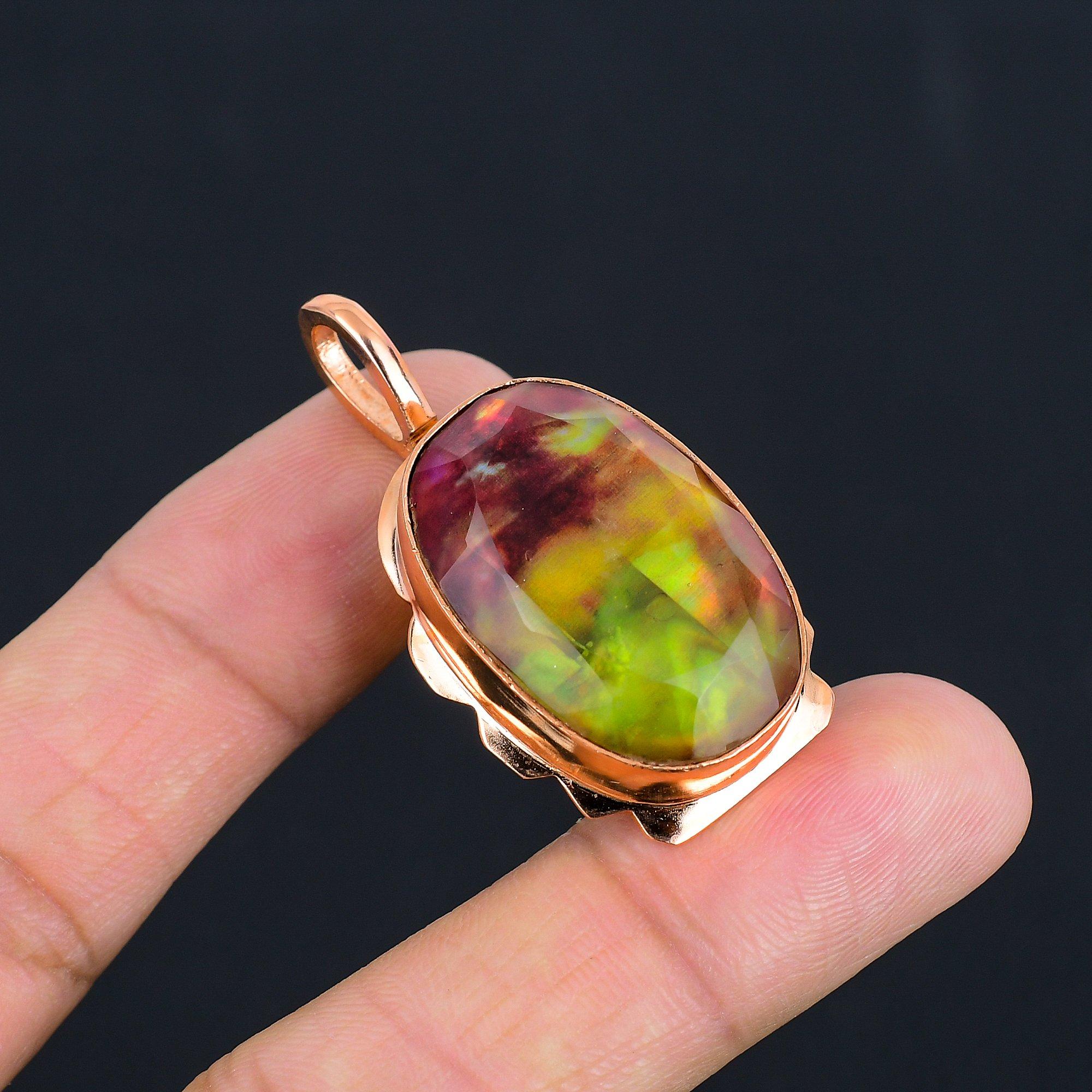 

Аммолит драгоценный камень ручной работы медные украшения удивительный кулон для нее 1.85 Inches зелёный