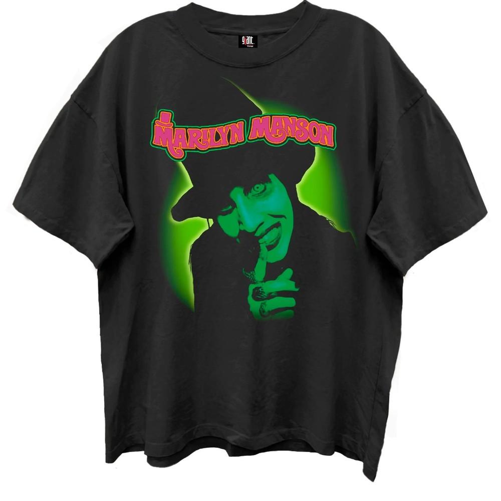 Marilyn Manson Smells Like Children XL Noir Lavage aux Enzymes Style Rétro t-shirt