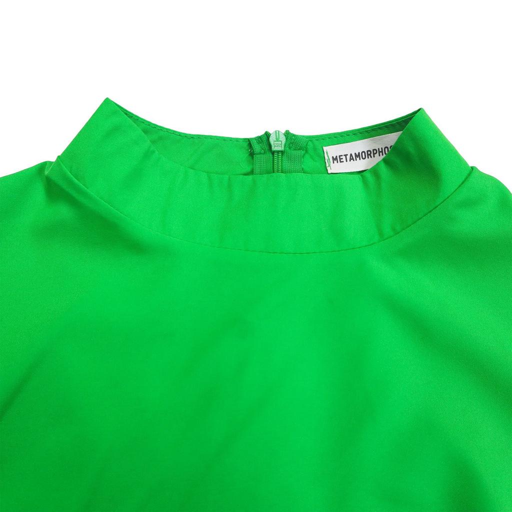 Spring and Autumn Plus Size Women's Dress Half High Neck Split Sleeve Waist Temperament Waist Slim Large Swing Dresses