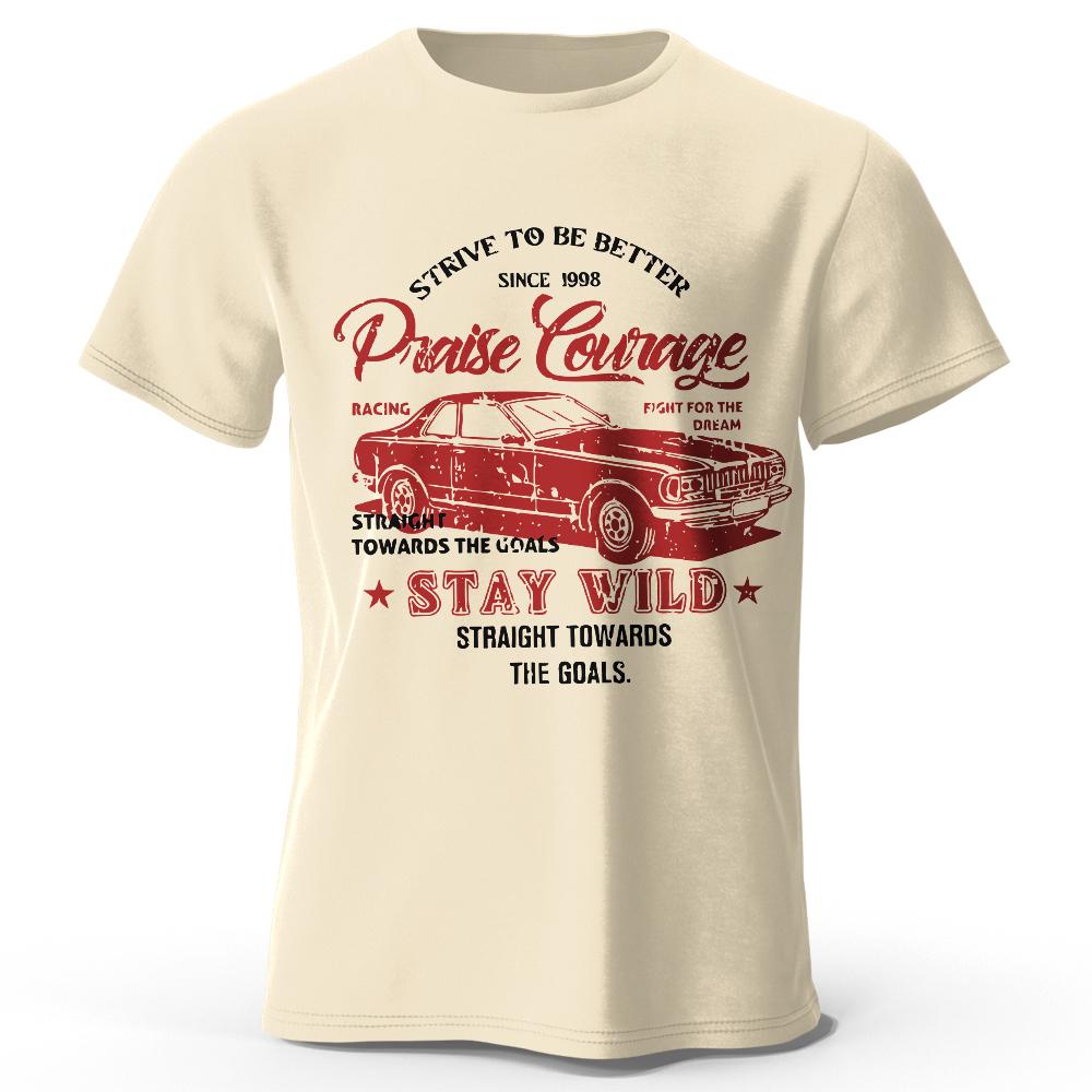 Men's Old Car Printed T-Shirt Oversized Vintage Old School Graphic Tees for Men Women Summer Tops