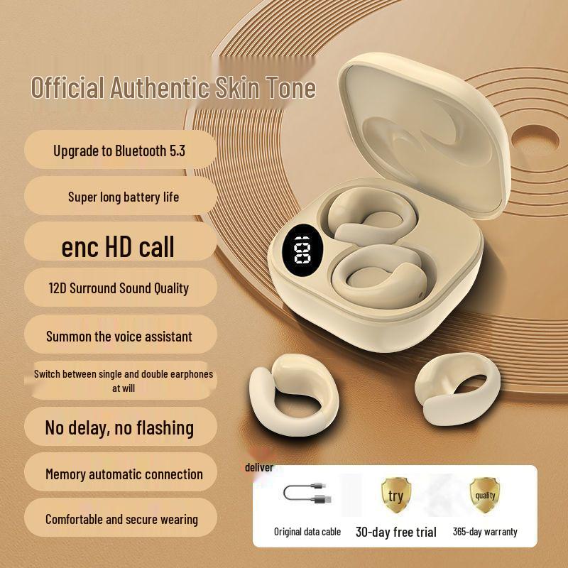 Wireless Bone Conduction Sport Headphones, Clip-On In-Ear/Non-In-Ear, Long Battery Life, Universal