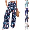 Dámská móda Volné Ležérní Den nezávislosti Tisk Kalhoty s vysokým pasem a širokými nohavicemi Ležérní kalhoty
