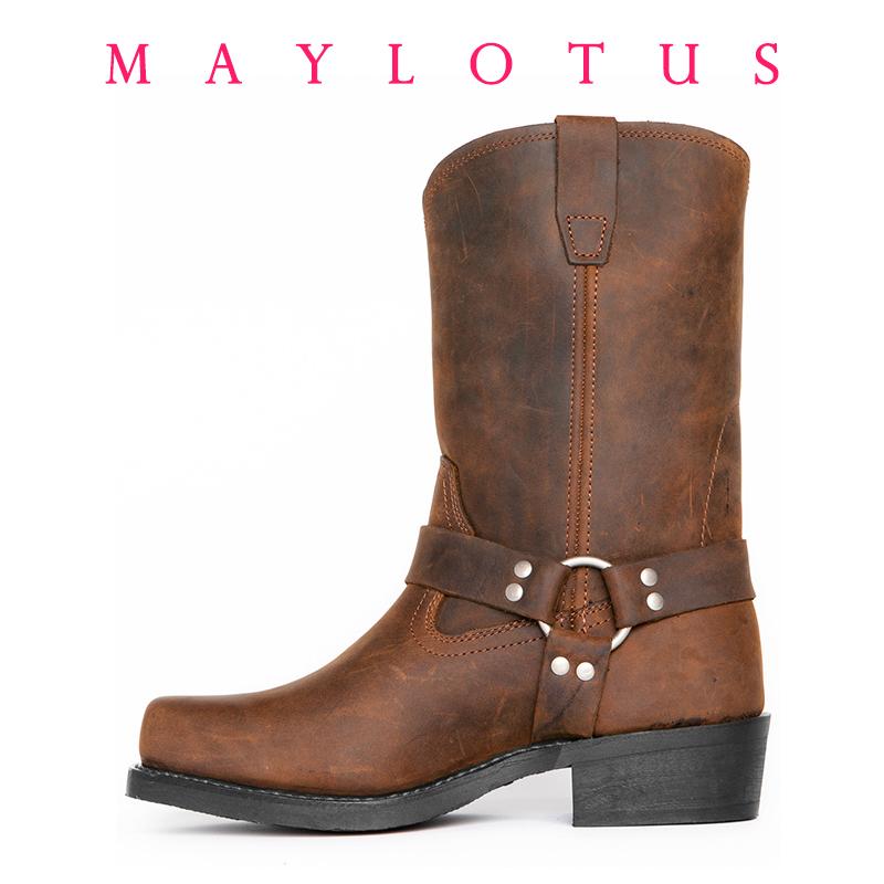 Taglie 48 Stivali da Cowboy Retro di Lusso di Alta Gamma Uomo Stivale Occidentale a Mezza Gamba Uomo Pelle Uomo Scarpe Slip-On Stivali da Cavaliere Invernali Stivaletti