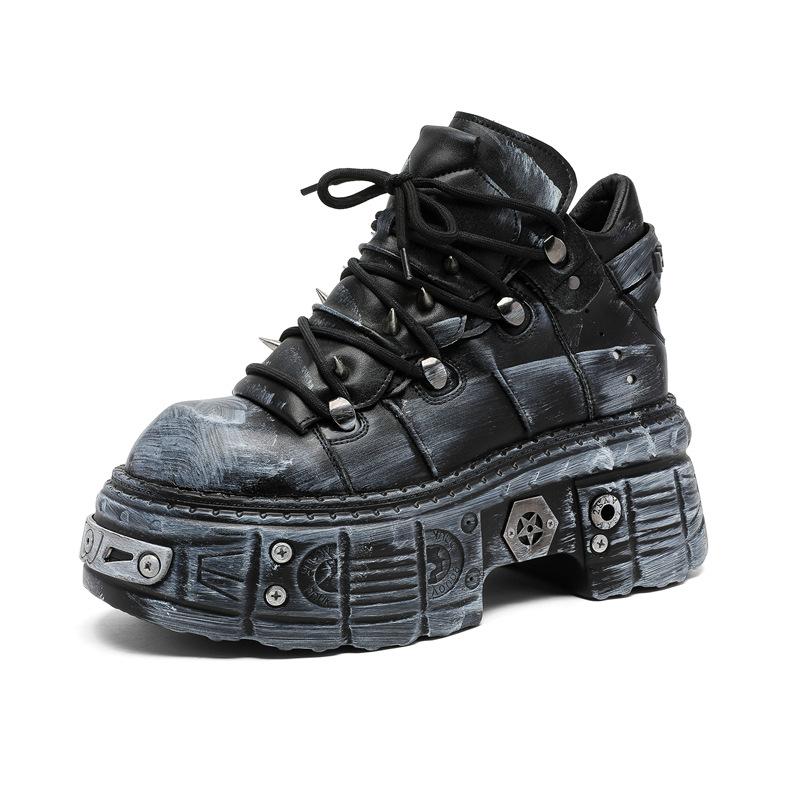 New sub-race bogo heavy metal dark rock locomotive old spike heightened platform boots 561202-J
