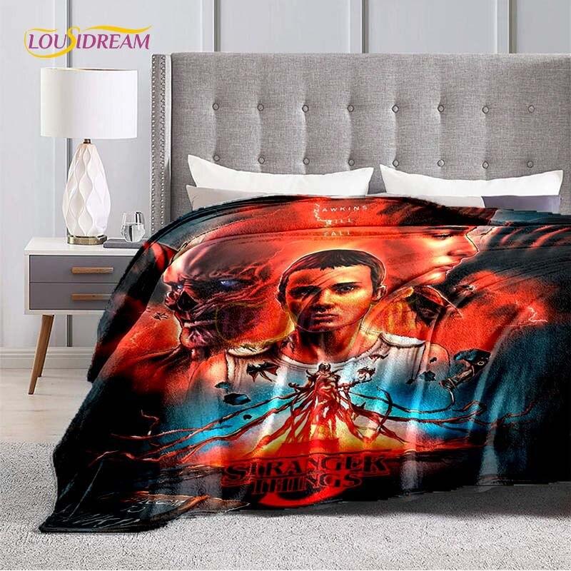 Hot Netflix Movie Stranger Things Blankets for Beds Soft Flannel Blanket Queen Size Home Decor Bedding Cover Kids Gift Picnic