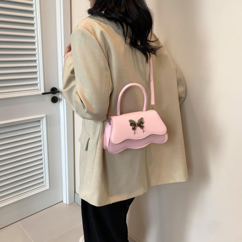 Stylish Small Square Crossbody Bag For Women With Unique Butterfly Design In Black White Pink Green Silver