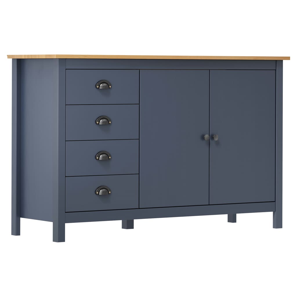 Hill Sideboard in Grau 130 x 40 x 80 cm Massives Kiefernholz