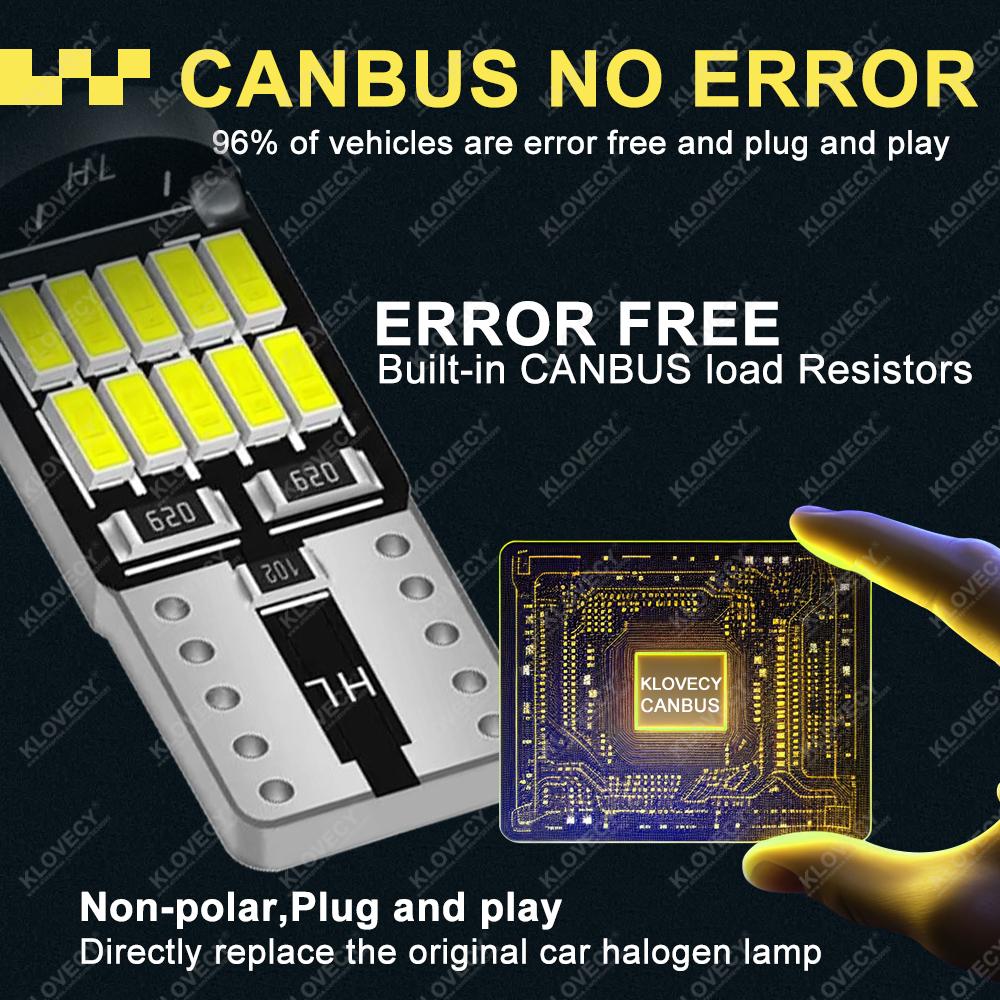 10-40 PCS CANBUS No Error T10 W5W LED Bulb For Car Interior Dome Door Map Trunk License Plate Lights 12V 26SMD 400LM 6500k White Dome Lights 6