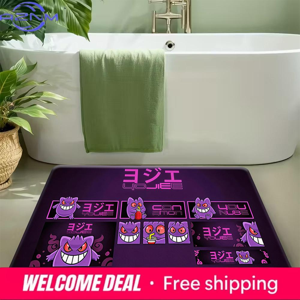 Pokemon Gengar Streetwear Style Print Non-slip Doormat Soft Floor Mat for Home Decor