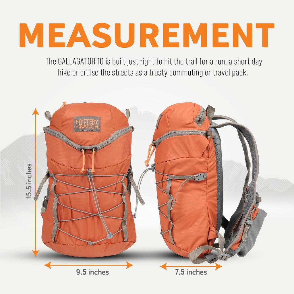 Mystery Ranch Gallagator 10 Backpack – Weatherproof Travel Bag with Sternum Strap – Paprika, 10L, SM