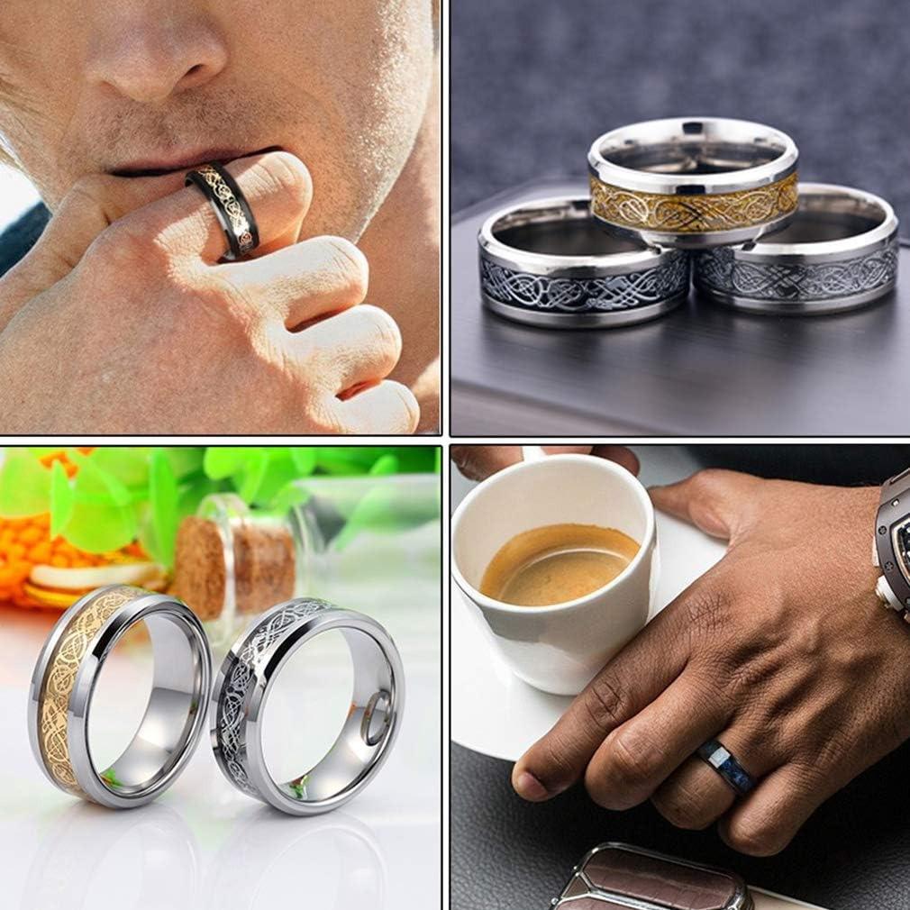 8mm Men's Stainless Steel Celtic Dragon Black Wedding Ring Set