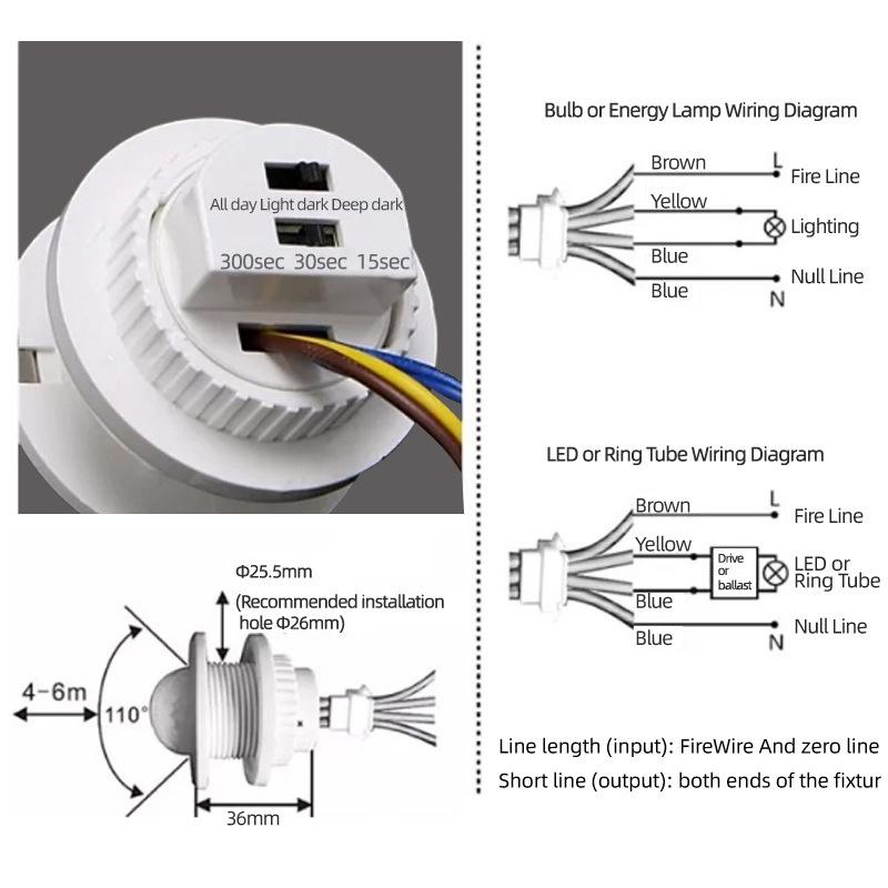 Dc5V 12V 24V Rir Motion Sensor Switch Adjust Infrared Switch Body Movements Activated Detector Time Delay Illumination For Home