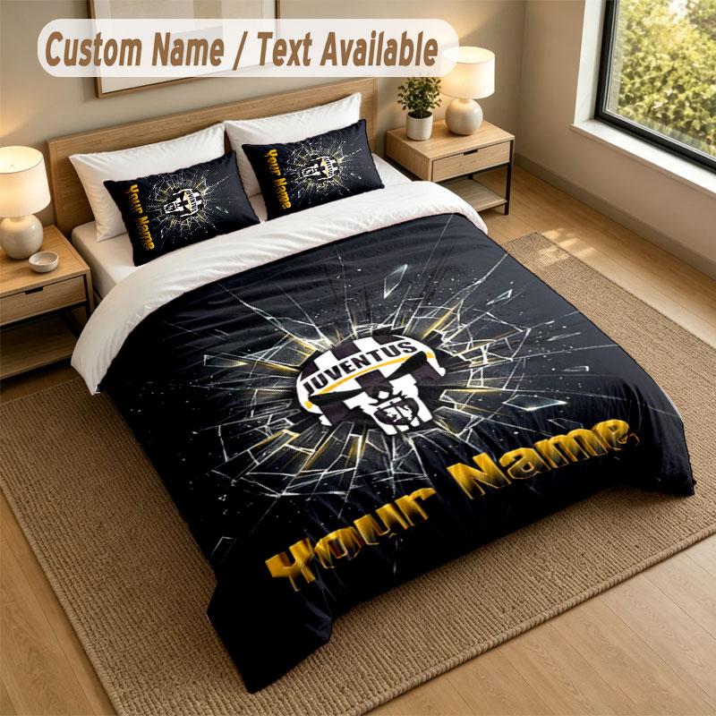 Bedding Set 1 Duvet Cover 2 Pillowcases Juventus FC Print Soft Bed Linen Bedroom Decor