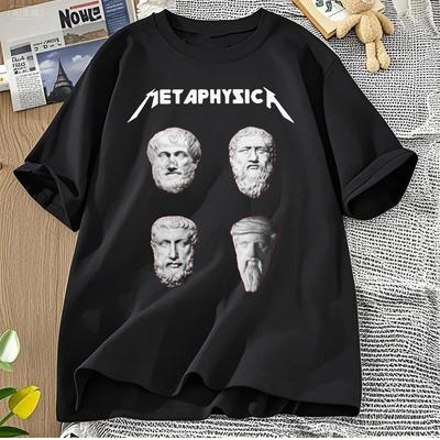 Creative Metaphysica Fun Metal Philosophy Tees Metaphysical Socrates Aristotle Pythagoras Exitentialism T-Shirts Men Tops