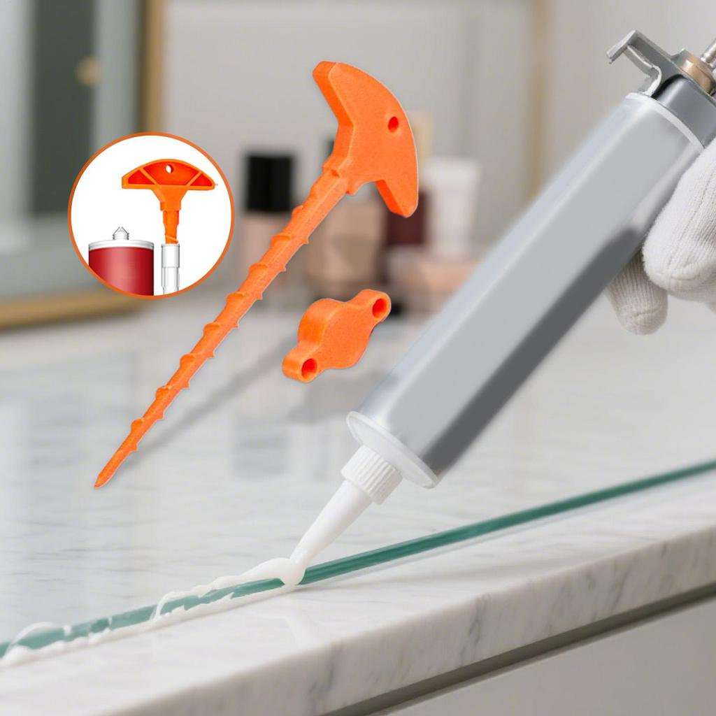 1 Set Glass Glue Sealing With Sealant Gun Nozzle Dredge Lid To Prevent Quick Drying Of Core Pipes For Adhesive Usage