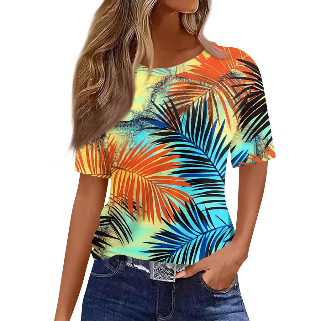 Modisches, lässiges Pullover-Oberteil mit kurzen Ärmeln und Rundhalsausschnitt für Damen