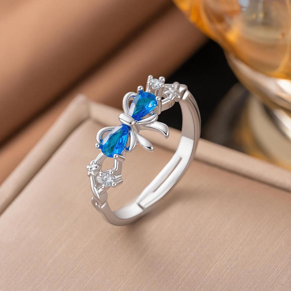 Micro-Inlaid Zircon Fashion Open Ring - Adjustable Luxury Index Finger Jewelry for Women