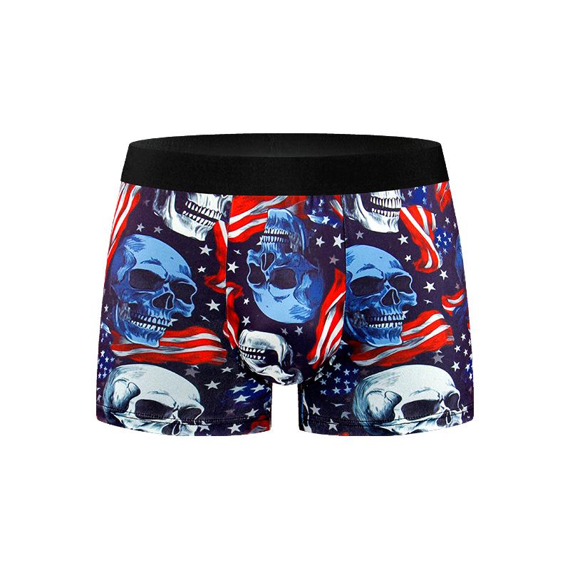 Temu Men's Digital Print Comfortable Breathable Boxer Briefs - European & American Style.