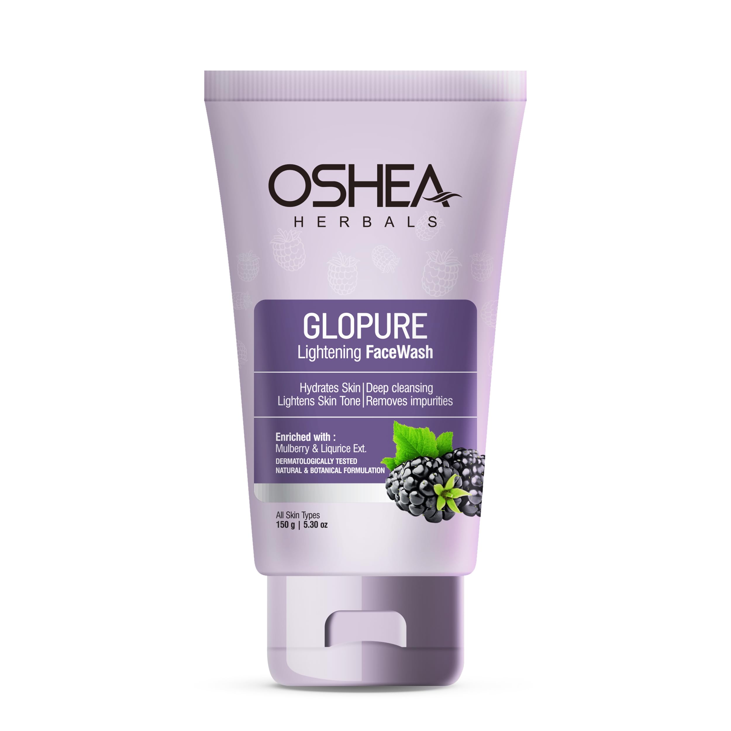 Oshea Herbals Glopure Осветляющий Гель-Пенка для Умывания для Всех Типов Кожи | Осветляет и Увлажняет Кожу благодаря Глубокому Очищению | Обогащен Экстрактами Шелковицы и Солодки