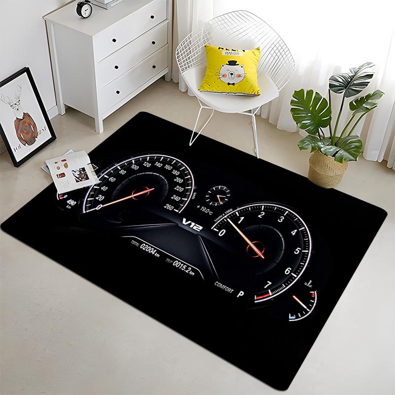 Racing Dashboard Cool Pattern Decorative Square Rug Modern House Living Room Floor Matte Bedroom Carpet Art Poster Mat Fans Gift