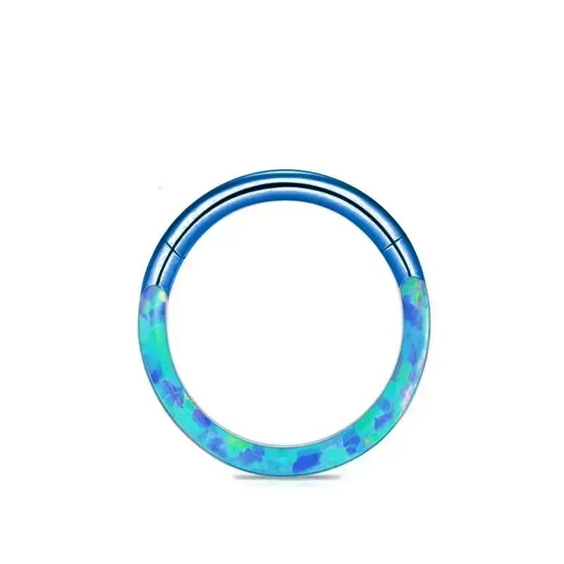G23 Titanium Septum Piercing Nose Ring Opal Hinged Segment Clicker Ear Cartilage Earring Helix Lip Piercing Anodized Jewelry