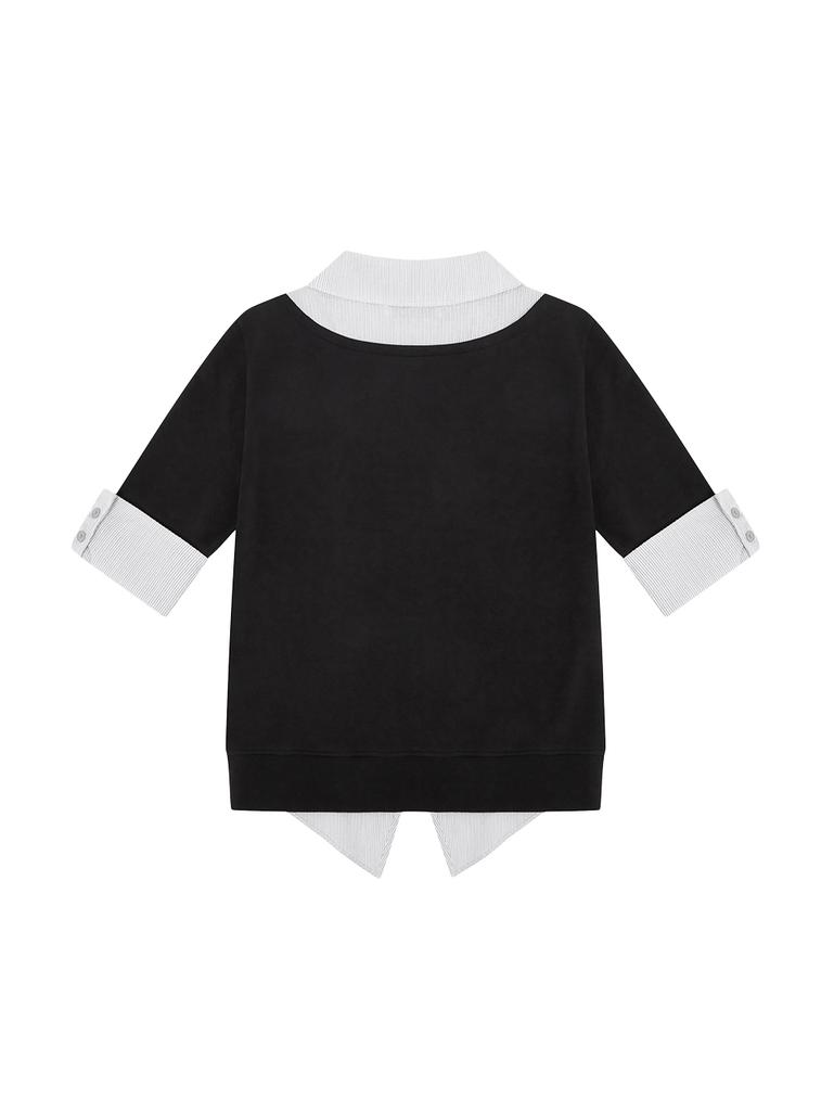 TUOMIO Asymmetric Collar Top [Black]