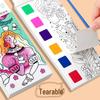 Portable Children's Watercolor Doodle and Coloring Book with Sticky Notes and Gouache