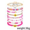 Korean version of fashion new multi-layer elastic thread soft pottery love smiley face bracelet set retro handmade pearl jewelry women