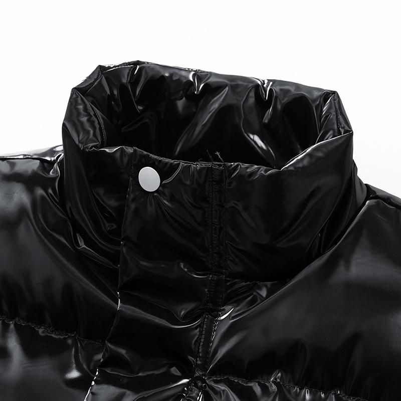 Glossy Vests for Men and Women In Winter New Loose Casual Cotton Jacket Couples Thickened Stand Collar Vest Jacket