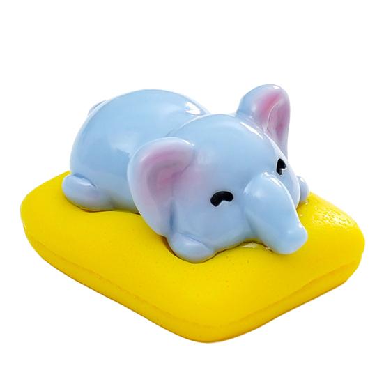Fable Theory 3 Pcs Mini Sleeping Animal on Pad Figurines Cute Miniature Kitten Panda Elephant Capybara Sculpture for DIY Crafts Dollhouse Car Interior B