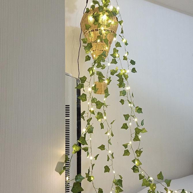 Green LED Leaf Vine Lights - Outdoor Decorative Maple Ivy Wall Hanging Solar Lights