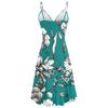 Women Summer Wrap V Neck Adjustable Spaghetti Straps Chest Pleats Casual Ruffle Dress Summer Beach Knee Length Dress Open Back Off Shoulder Dress