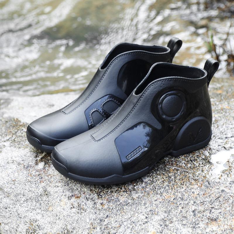 Men's Fashion Ankle Rain Shoes 2024 Winter Outdoor Waterproof Work Shoes Fashion Short Boots Car Washing Rubber Men's Shoes