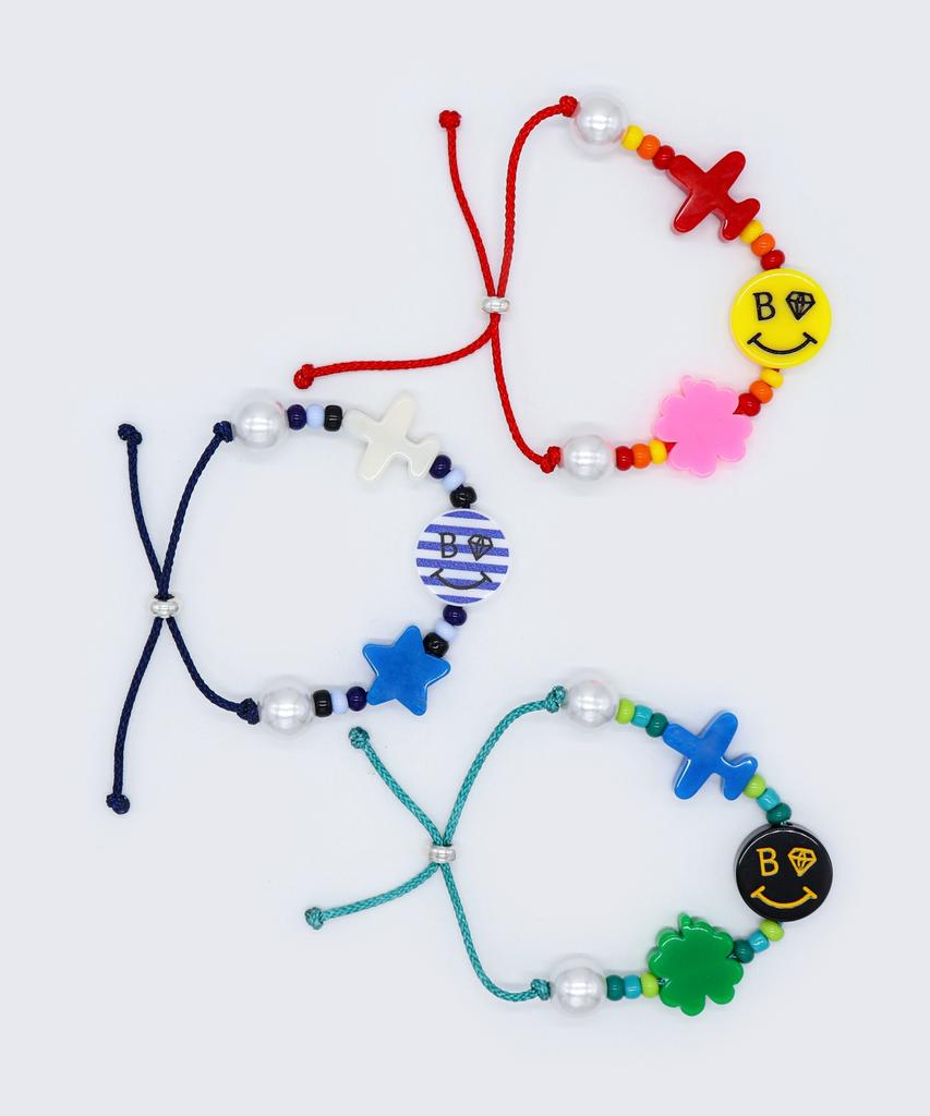 Bonbeau Happy Smile Color Motif Knot Bracelet Smile Color Acrylic Motif Bead Knot Thread Bracelet