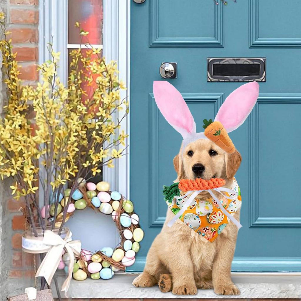 Easter Dog Costumes Cute Headband Reversible Eggs Puppy Bandana Bowtie Easter Outfits For Small Pet Clothes For Small Dogs Tutu