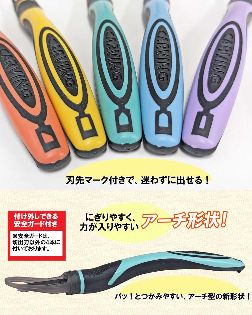 Yoshiharu Denim Grip Chisel Set with Safety Elementary School Cutlery, Plain, Right-Handed, 2-Way Guard,
