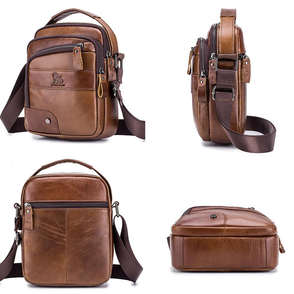Casual Men's Shoulder Bag Made of Genuine Leather
