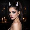 Einzigartige Themen-Foto-Requisiten Magnetische Strass-Teufelshörner Haar-Accessoires für Halloween-Cosplay, Funkelnde Hörner-Clips 3D mit Starker Saugkraft