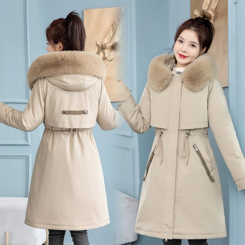 One Dress and Three Pies Overcome Women's Medium and Long Thickened Padded Jacket, Removable Liner Padded Jacket, Winter Down Padded Jacket