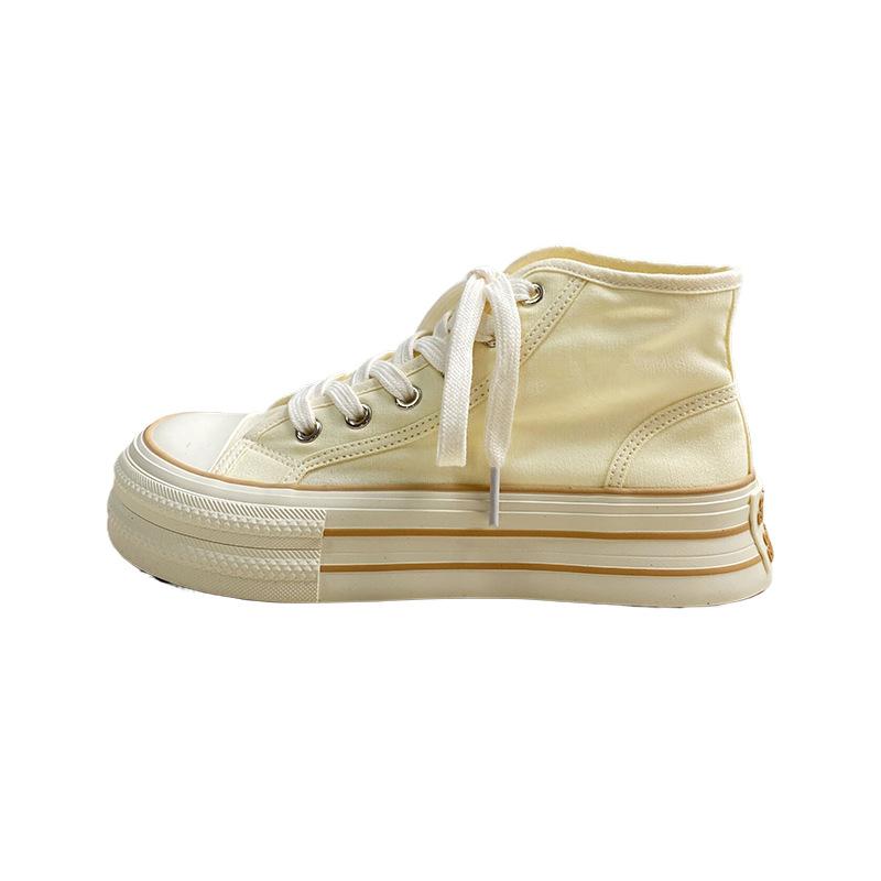 Oddychające damskie trampki za kostkę na platformie białe buty typu board shoes mango duży nosek codzienne pojedyncze buty są cienkie, modne i wszechstronne