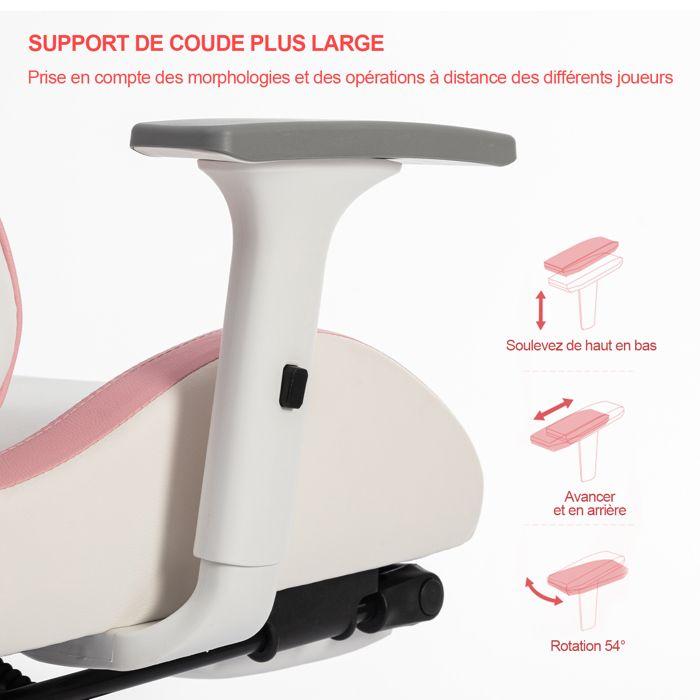 Fauteuil Gamer - FOXSPORT - Modèle Rose - Réglable en hauteur - Accoudoirs 3D - Charge 200KG