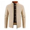 Autumn and Winter Men's Plus Velvet Stand-up Collar Cardigan Sweater Fashion Warm Sweater Jacket Top Men