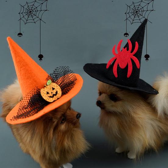 Petit Chapeau pour Chien Dessin Animé Citrouille Chauve-Souris Araignée Coiffe Réglable Mode Fête Robe