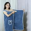 1pc Wearable Bath Towel with Pocket Bow Decoration Absorbent Quick Drying Bathrobe and Towel 80x145cm